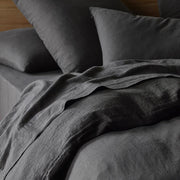 The Honest Label Pure Linen Quilt Cover Set Incl Pillowcases in Charcoal with grey tones pillowcase product view THL product image 1