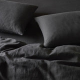 The Honest Label Pure Linen Quilt Cover Set Incl Pillowcases in Charcoal with grey tones pillowcase product view THL product image 4