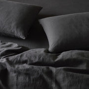 The Honest Label Pure Linen Quilt Cover Set Incl Pillowcases in Charcoal with grey tones pillowcase product view THL product image 4