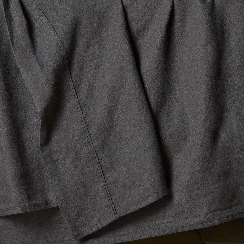 The Honest Label Pure Linen Flat Sheet in Charcoal with grey tones flat sheet product view THL product image 3