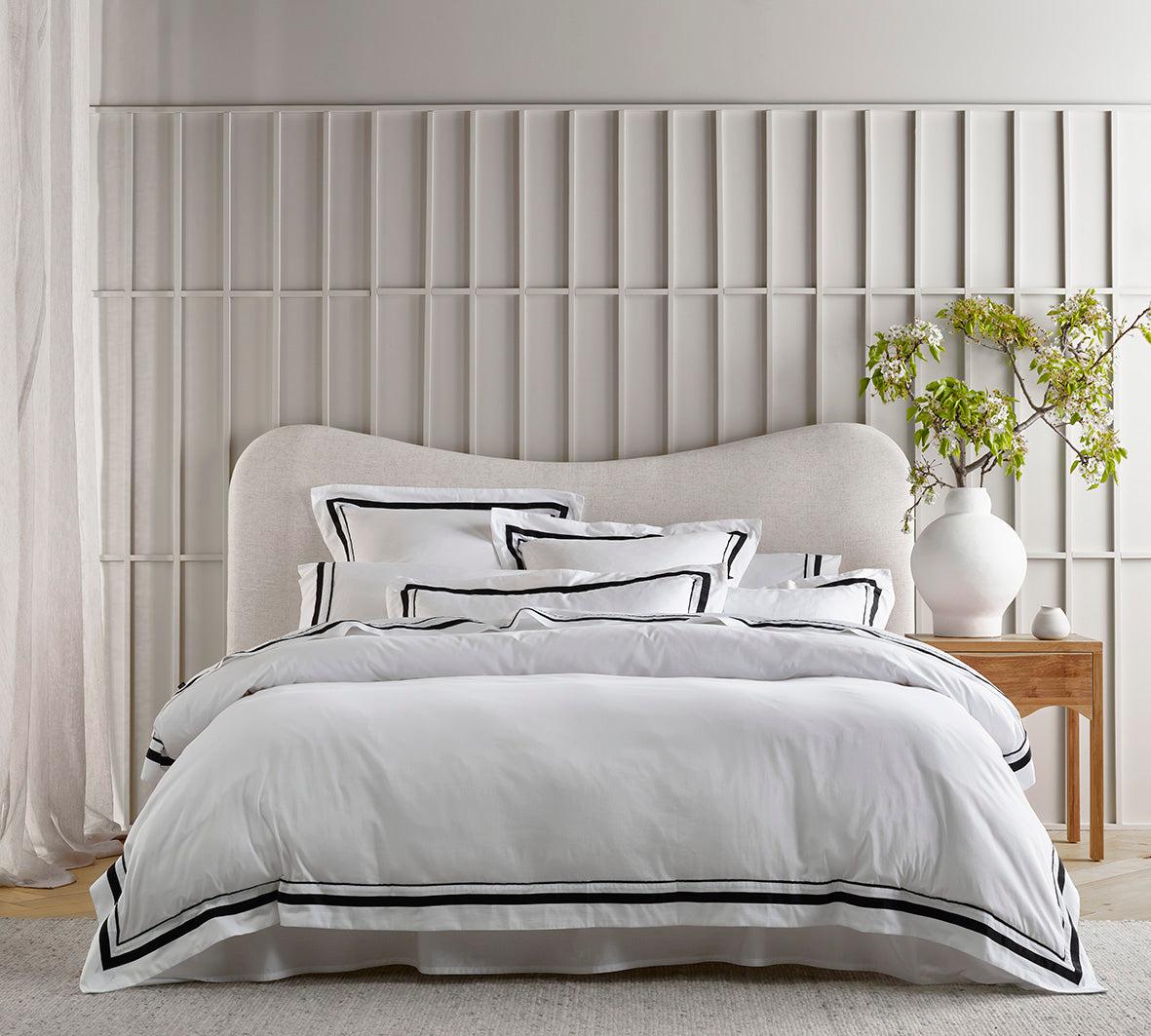 The Honest Label Organic Cotton Quilt Cover Set with Trim in Black with black tones quilt cover product view THL product image 1
