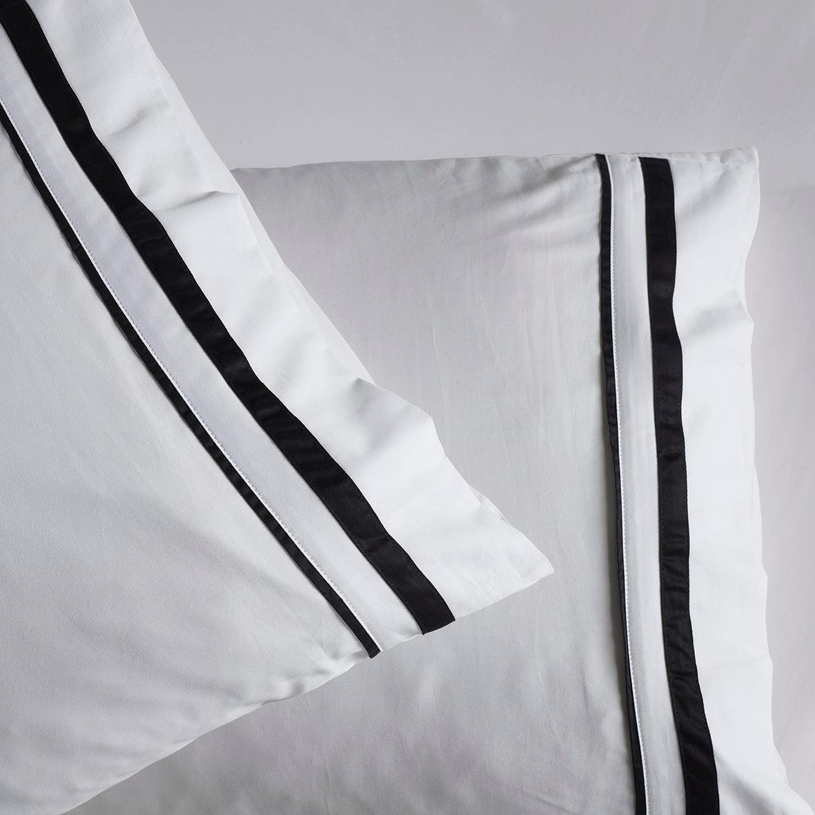 The Honest Label Organic Cotton Sheet Set with Trim in Black with black tones sheet set product view THL product image 4