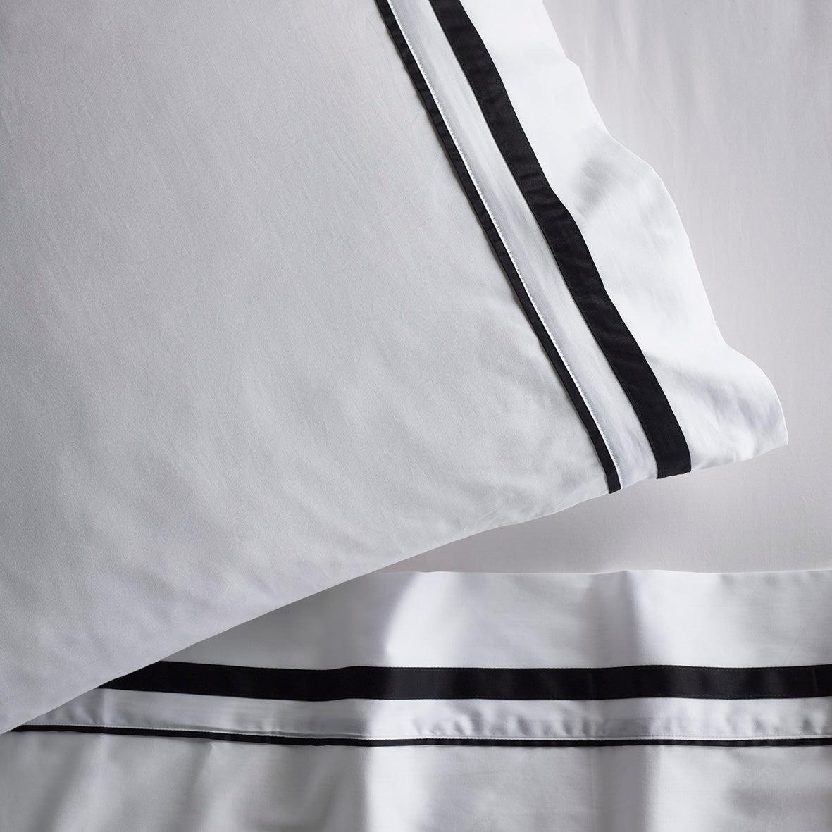 The Honest Label Organic Cotton Sheet Set with Trim in Black with black tones sheet set product view THL product image 1