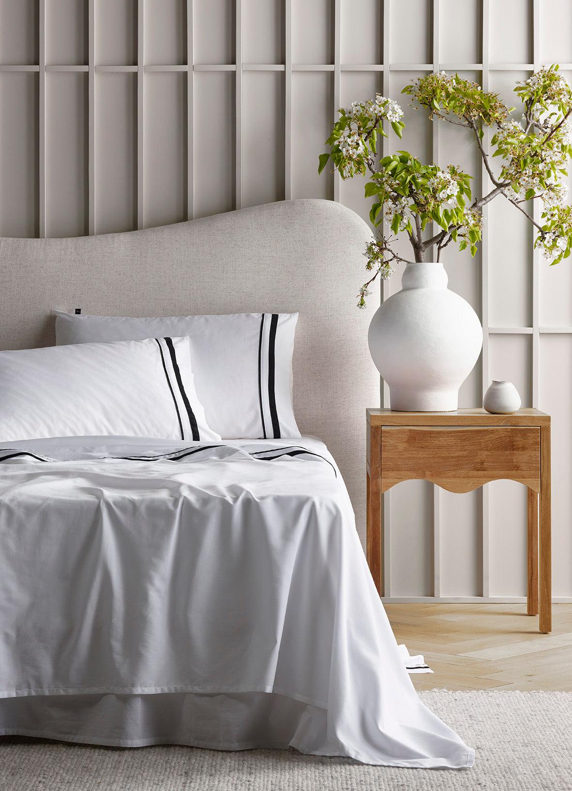 The Honest Label Organic Cotton Sheet Set with Trim in Black with black tones sheet set product view THL product image 3