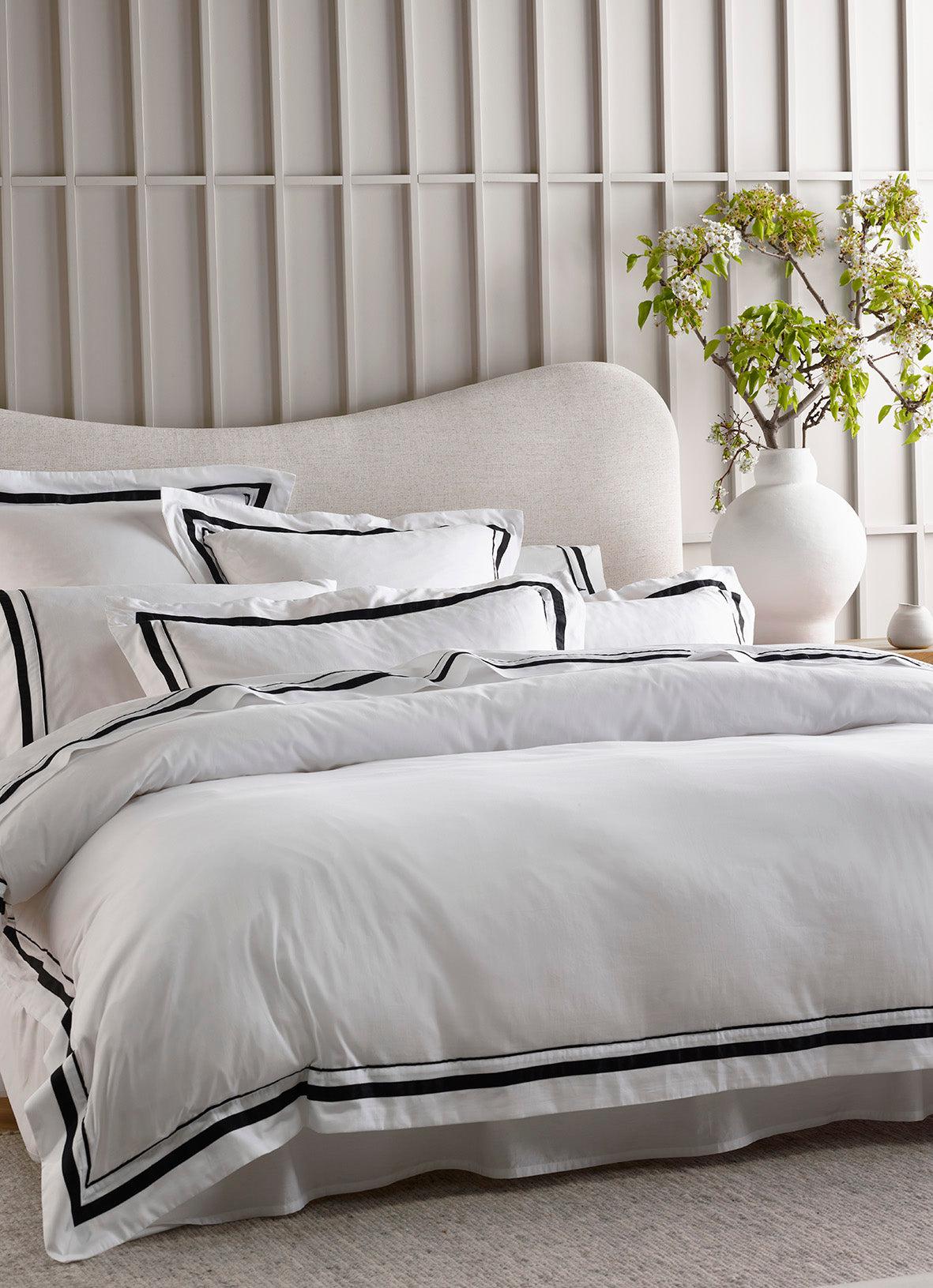 The Honest Label Organic Cotton Quilt Cover Set with Trim in Black with black tones quilt cover product view THL product image 4