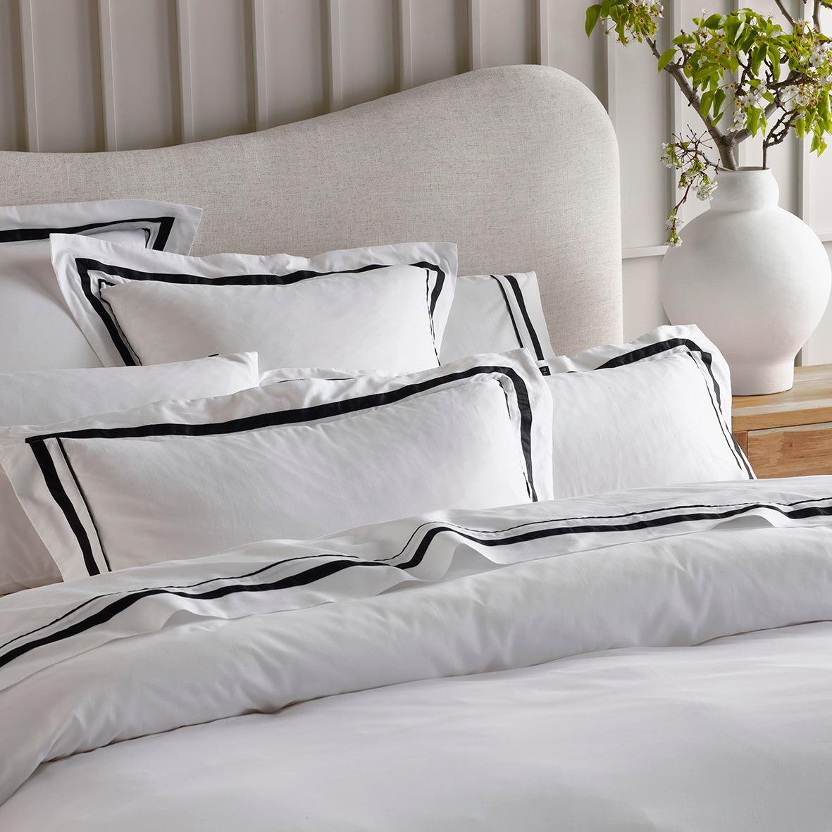 The Honest Label Organic Cotton Quilt Cover Set with Trim in Black with black tones quilt cover product view THL product image 2