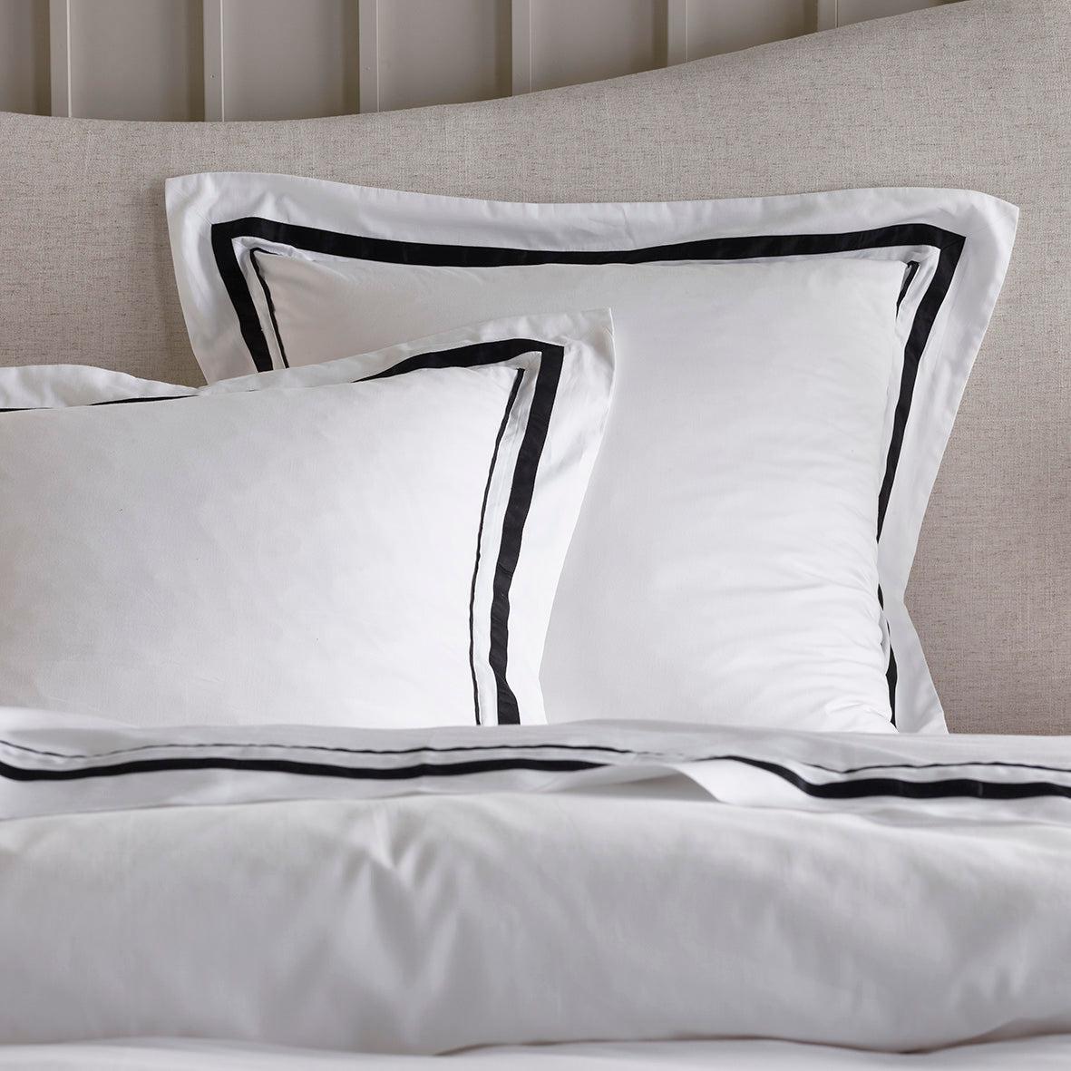 The Honest Label Organic Cotton European Pillowcase with Trim in Black with black tones pillowcase product view