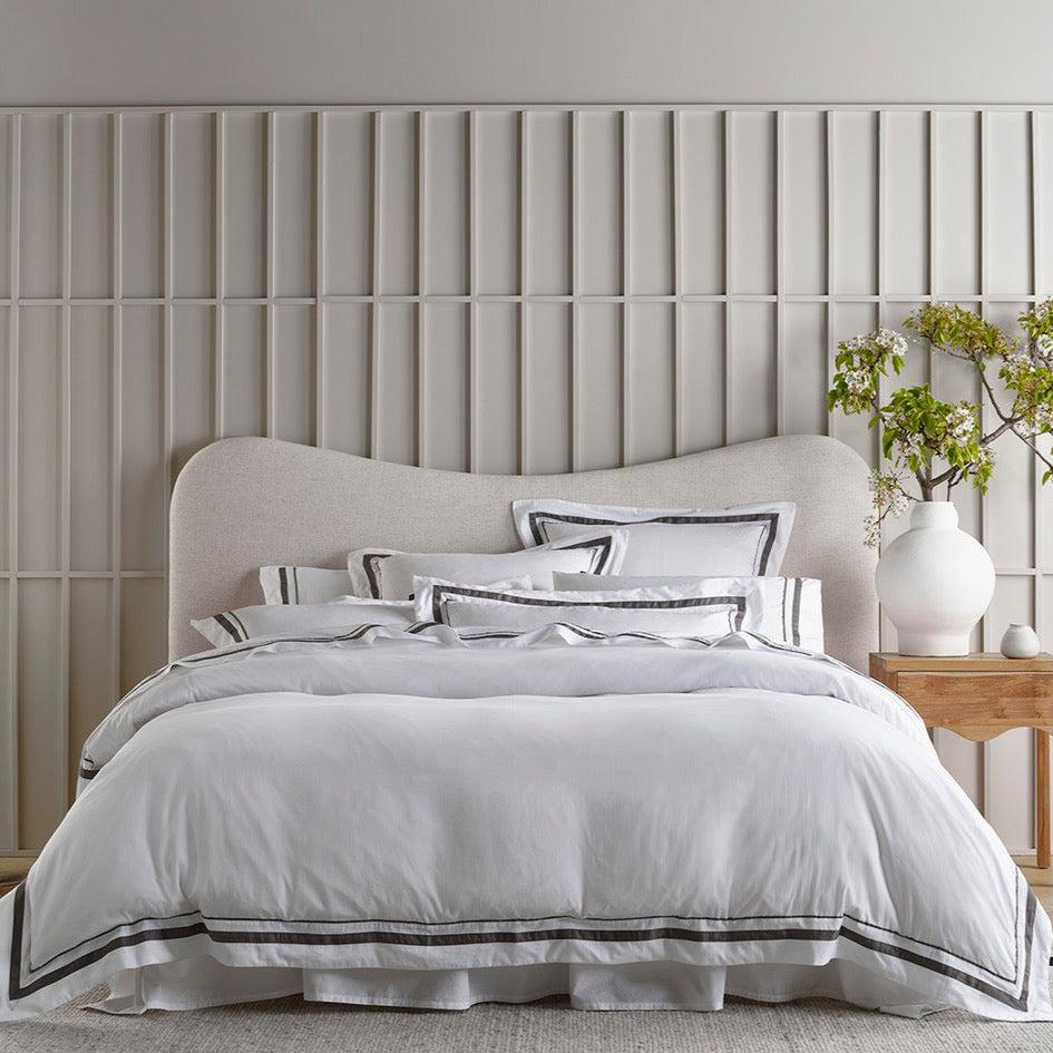 The Honest Label Organic Cotton Quilt Cover Set with Trim in Charcoal with grey tones quilt cover product view THL product image 1