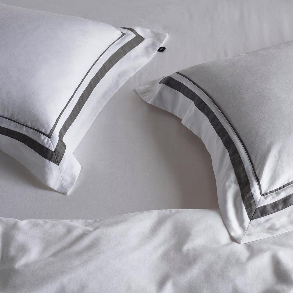 The Honest Label Organic Cotton Quilt Cover Set with Trim in Charcoal with grey tones quilt cover product view THL product image 5