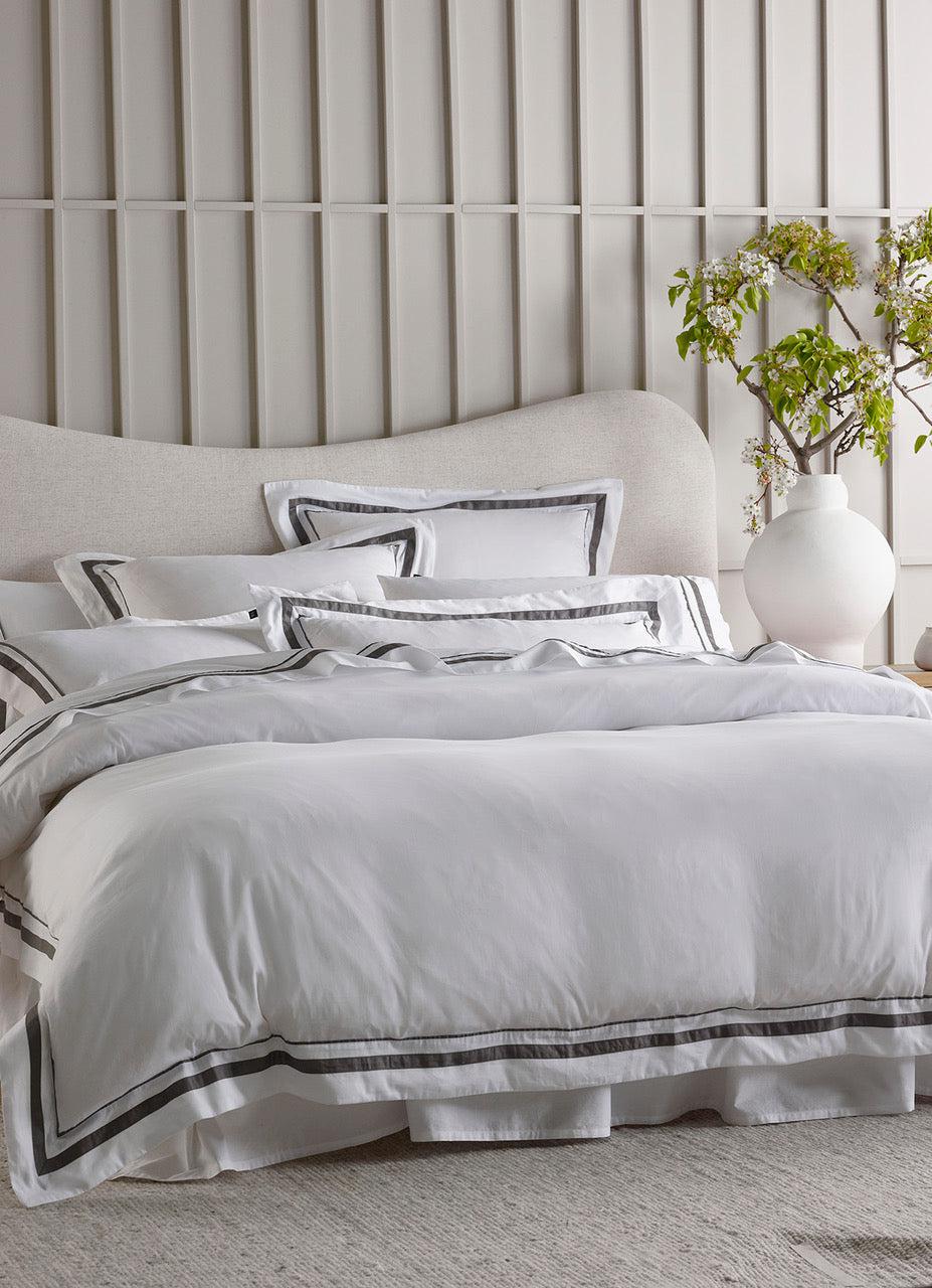 The Honest Label Organic Cotton Quilt Cover Set with Trim in Charcoal with grey tones quilt cover product view THL product image 6