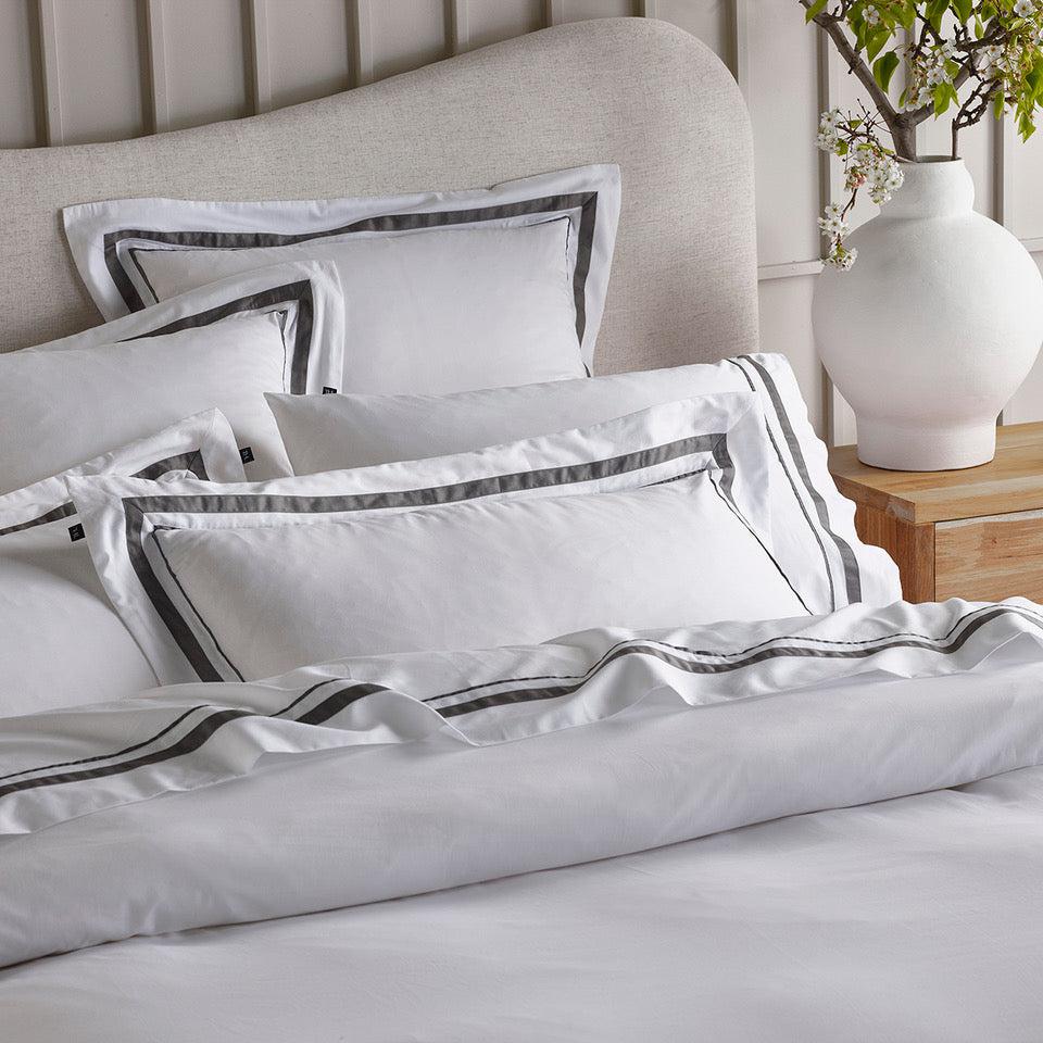 The Honest Label Organic Cotton Quilt Cover Set with Trim in Charcoal with grey tones quilt cover product view THL product image 2