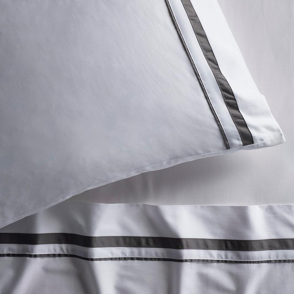 The Honest Label Organic Cotton Sheet Set with Trim in White with white tones sheet set product view