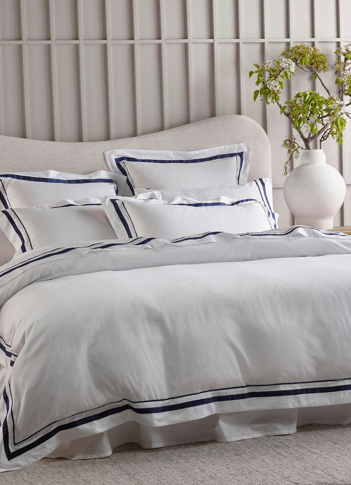 The Honest Label Organic Cotton Quilt Cover Set with Trim in Navy with blue tones quilt cover product view THL product image 4