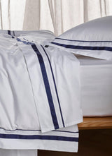The Honest Label Organic Cotton Quilt Cover Set with Trim in Navy with blue tones quilt cover product view THL product image 3