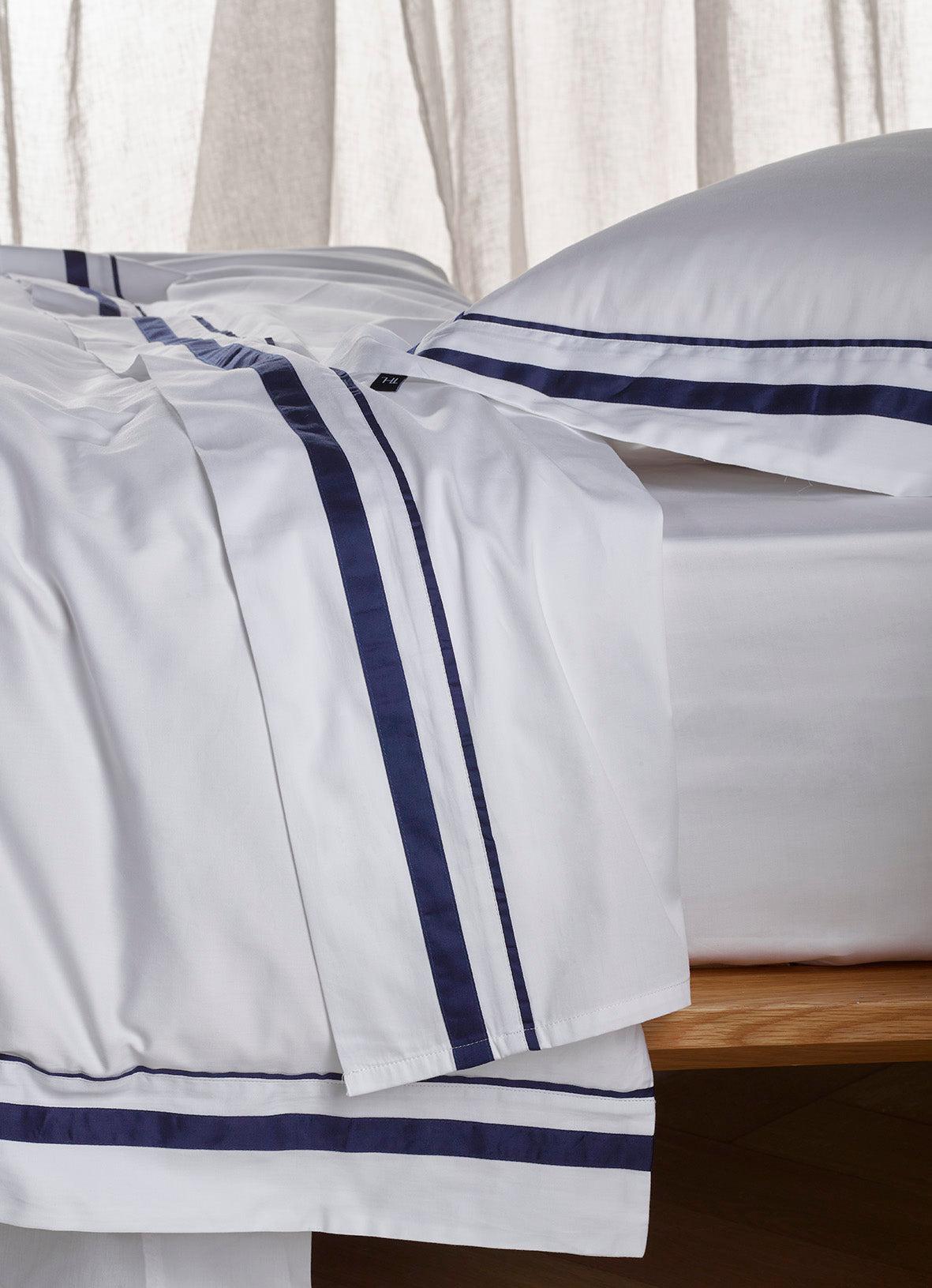 The Honest Label Organic Cotton Quilt Cover Set with Trim in Navy with blue tones quilt cover product view THL product image 3