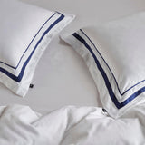 The Honest Label Organic Cotton Quilt Cover Set with Trim in Navy with blue tones quilt cover product view THL product image 5