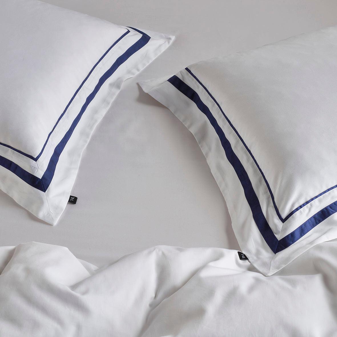 The Honest Label Organic Cotton Quilt Cover Set with Trim in Navy with blue tones quilt cover product view THL product image 5