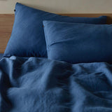 The Honest Label Pure Linen Standard Pillowcase (2 Pack) in Ocean Blue with blue tones pillowcase product view
