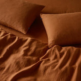 The Honest Label Pure Linen Quilt Cover Set Incl Pillowcases in Red Earth with red tones pillowcase product view THL product image 3