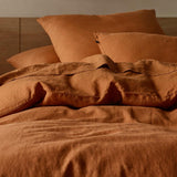 The Honest Label Pure Linen Quilt Cover Set Incl Pillowcases in Red Earth with red tones pillowcase product view THL product image 2