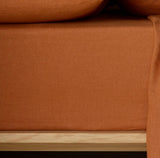 The Honest Label Pure Linen Fitted Sheet in Red Earth with red tones fitted sheet product view THL product image 1