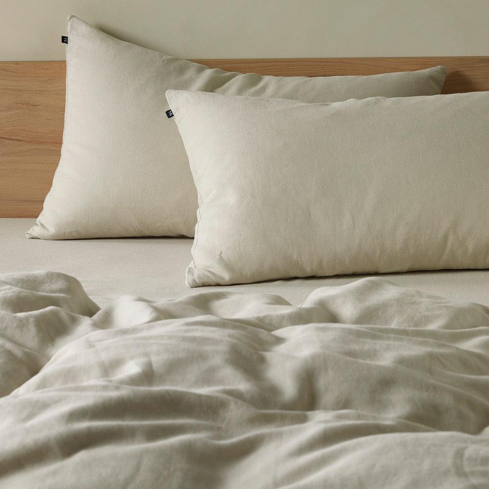 The Honest Label Pure Linen Standard Pillowcase (2 Pack) in Flax with beige tones pillowcase product view THL product image 2