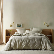 The Honest Label Pure Linen Quilt Cover Set Incl Pillowcases in Flax with beige tones pillowcase styled option view THL product image 1