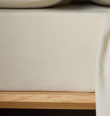 The Honest Label Pure Linen Fitted Sheet in Flax with beige tones fitted sheet product view THL product image 1