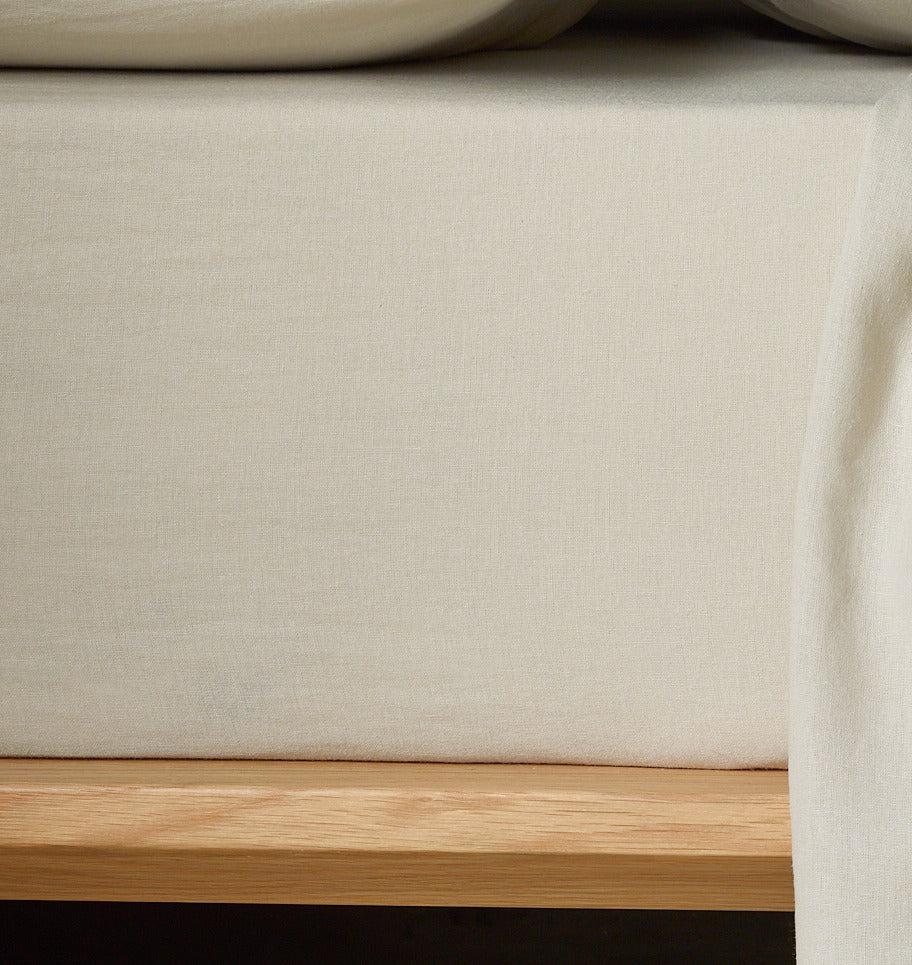 The Honest Label Pure Linen Fitted Sheet in Flax with beige tones fitted sheet product view THL product image 1