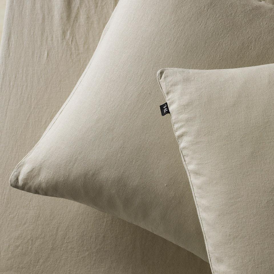 The Honest Label Pure Linen Standard Pillowcase (2 Pack) in Flax with beige tones pillowcase product view THL product image 1