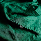 The Honest Label Pure Linen Flat Sheet in Forest Green with green tones flat sheet product view THL product image 2
