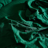 The Honest Label Pure Linen Flat Sheet in Forest Green with green tones flat sheet product view THL product image 3