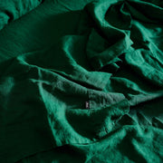 The Honest Label Pure Linen Flat Sheet in Forest Green with green tones flat sheet product view THL product image 3