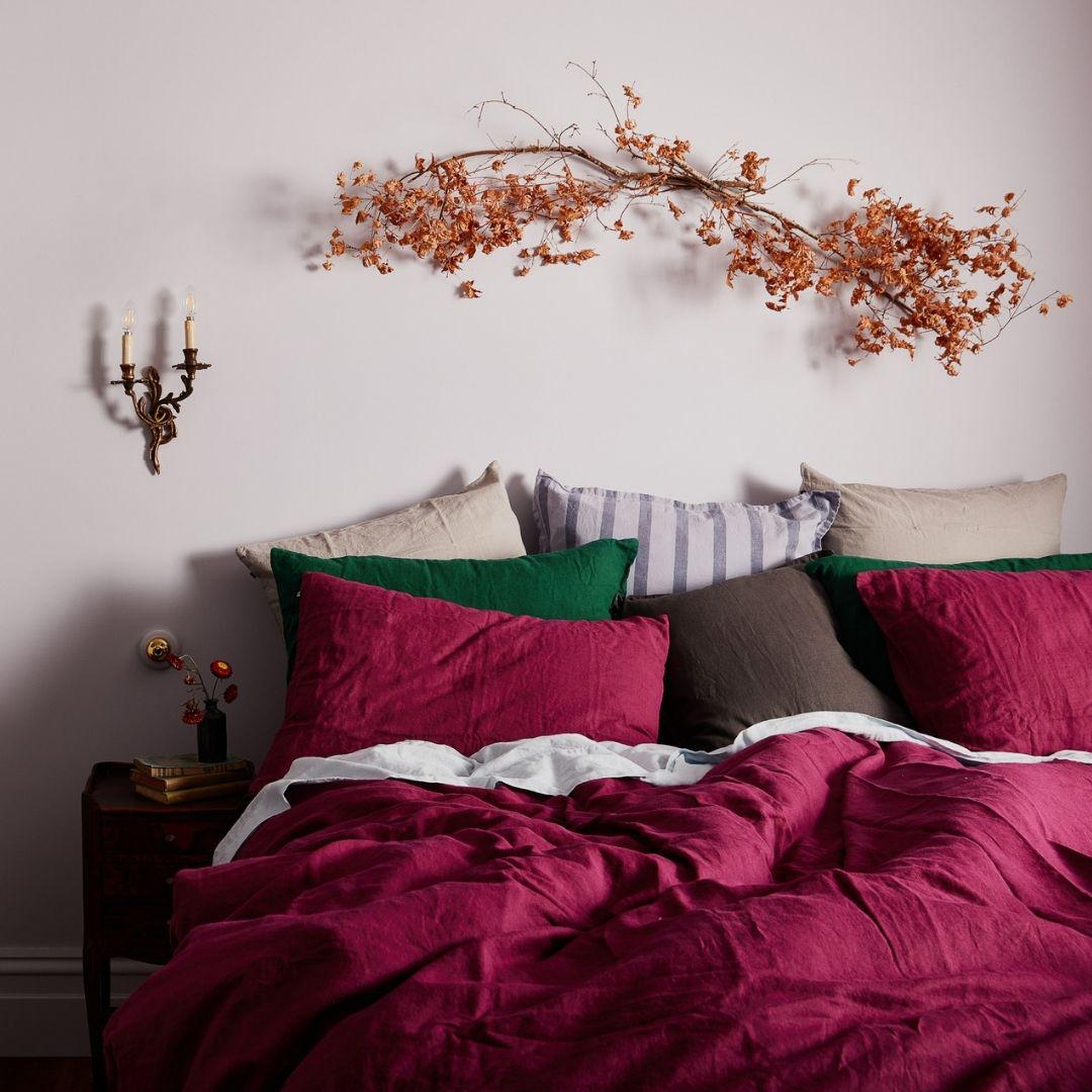 Pure Linen Quilt Cover Set - Magenta