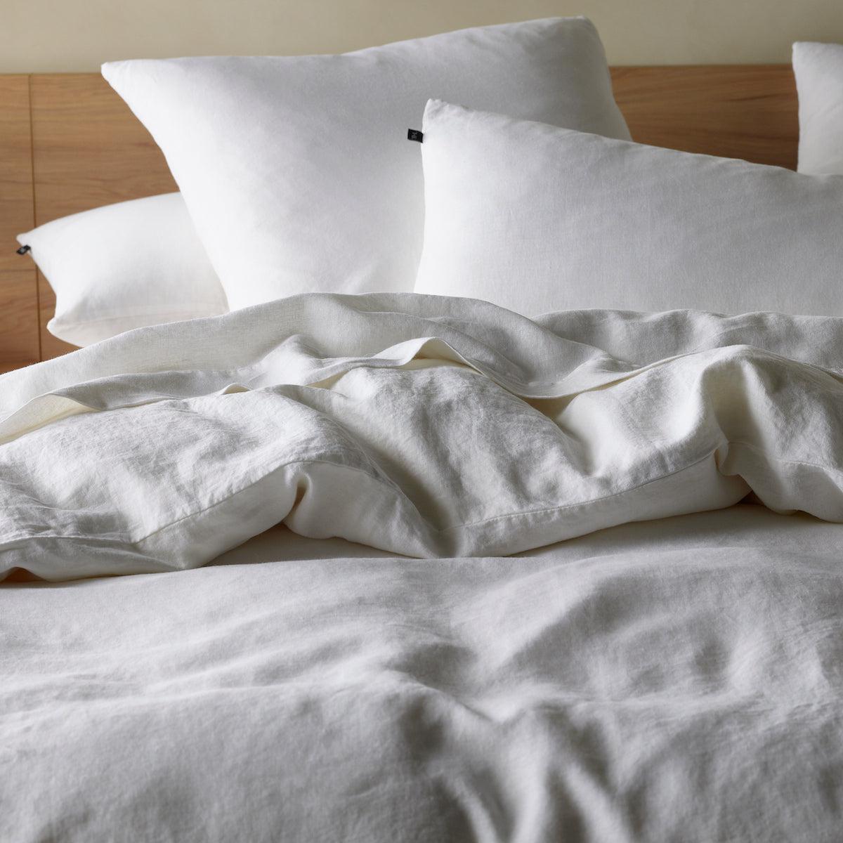 The Honest Label Pure Linen Quilt Cover Set Incl Pillowcases in Flax with beige tones pillowcase product view THL product image 7