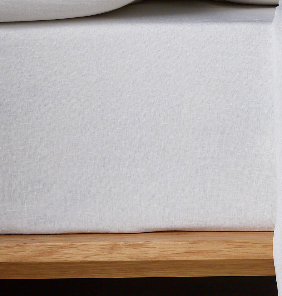 The Honest Label Pure Linen Fitted Sheet in Ivory White with white tones fitted sheet product view THL product image 1